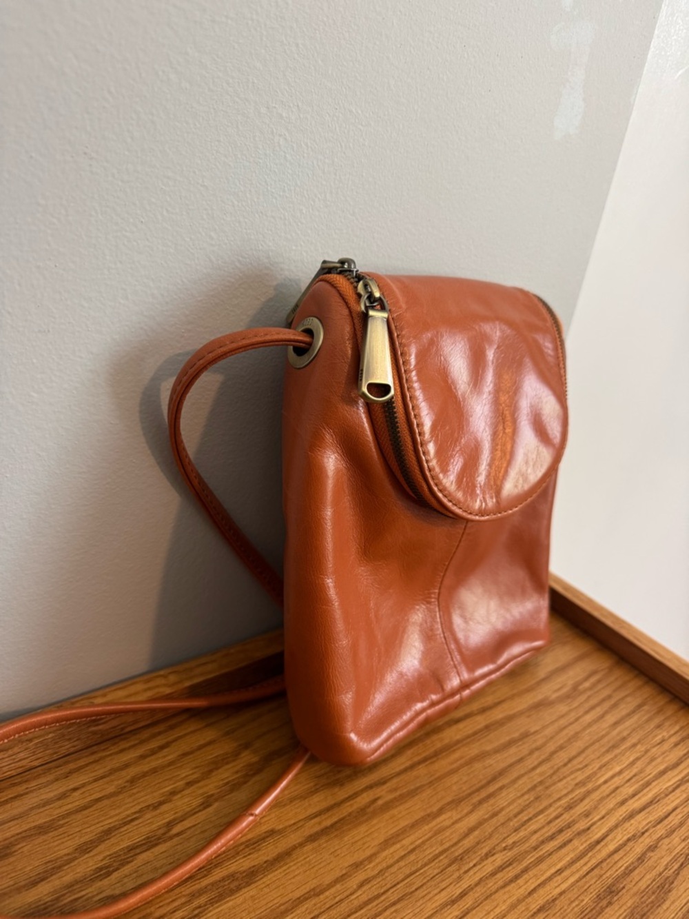 HOBO Burnt Orange Leather Mini Crossbody - Picture 2 of 6